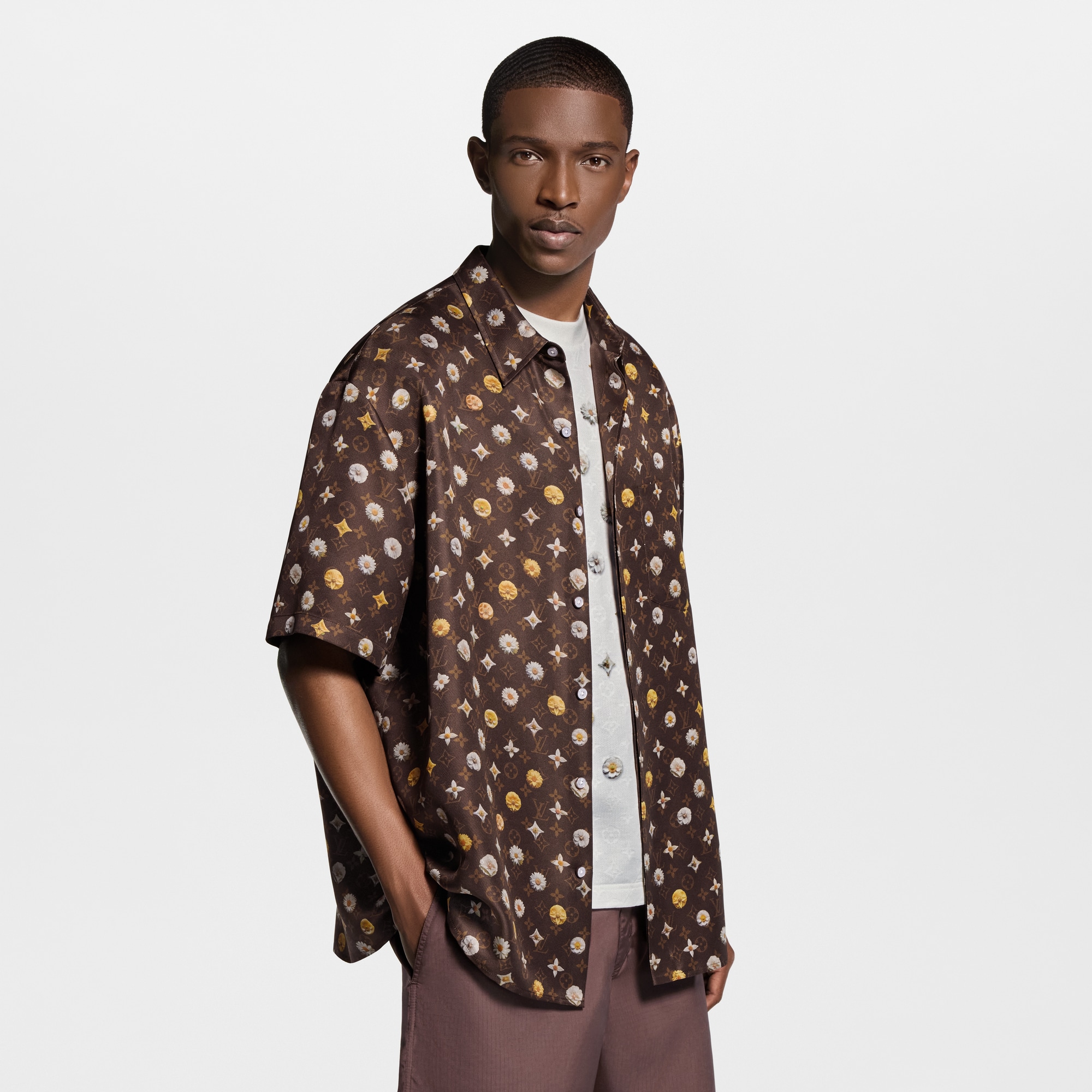 Monogram Printed Short-Sleeved Silk Shirt - Men - Ready-to-Wear